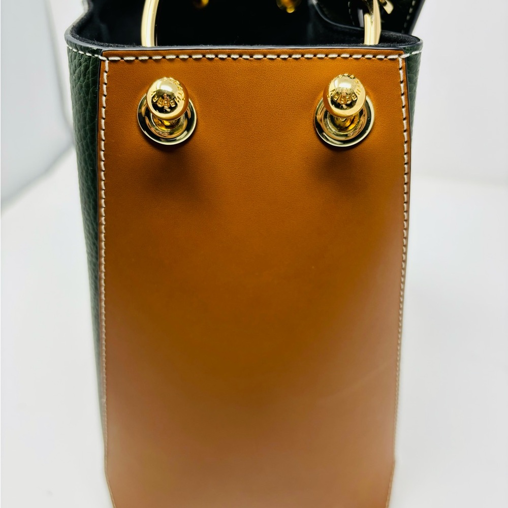 SOLD - Strathberry Lana Midi Bucket Bag - Tan/bottle green - Picture 9 of 16